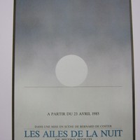 Affiche pour Les ailes de la nuit de Pietro Pizzuti au Théâtre de L'esprit Frappeur (Bruxelles) à partir du 23 avril 85